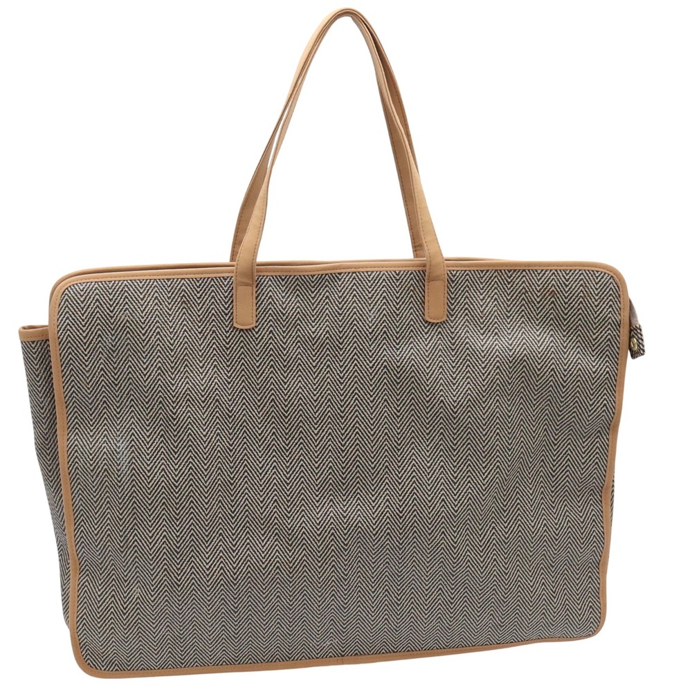 C. Wonder Tote Bag Women Large Herringbone Tan Black Pink Lining Fair